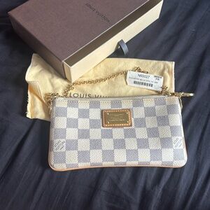 FLASH SALE!!!! Louis Vuitton Damier Azur Clutch with Gold Accents